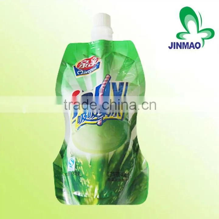 Colorful printing side gusset fruit juice spout plastic bag