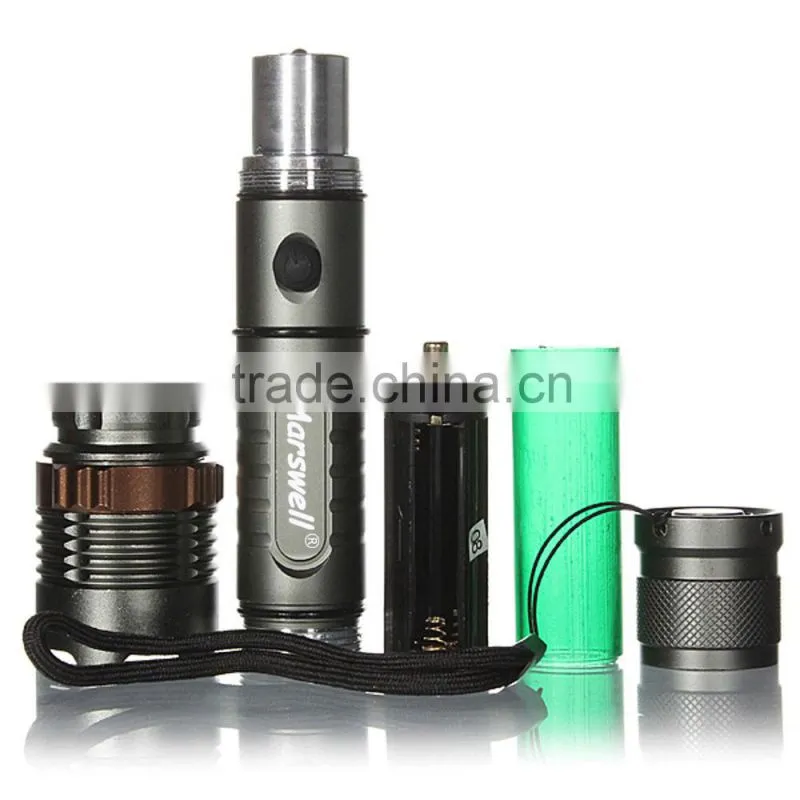 Cheap 2000lm 3 Mode Waterproof Lotus Head LED Flashlight Suit Gray