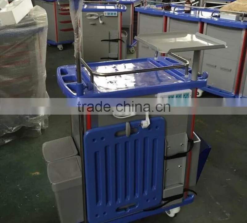 KL-ET600C Plastic medical trolley with drawer Medical Emergency Trolley