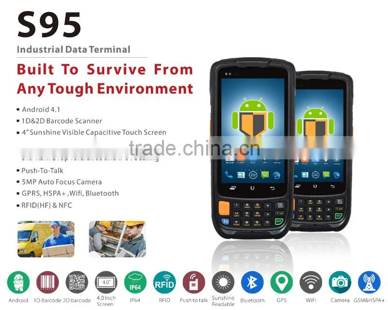 IP65 4G LET wifi nfc GPS 1D 2D barcode scanner rugged android pda