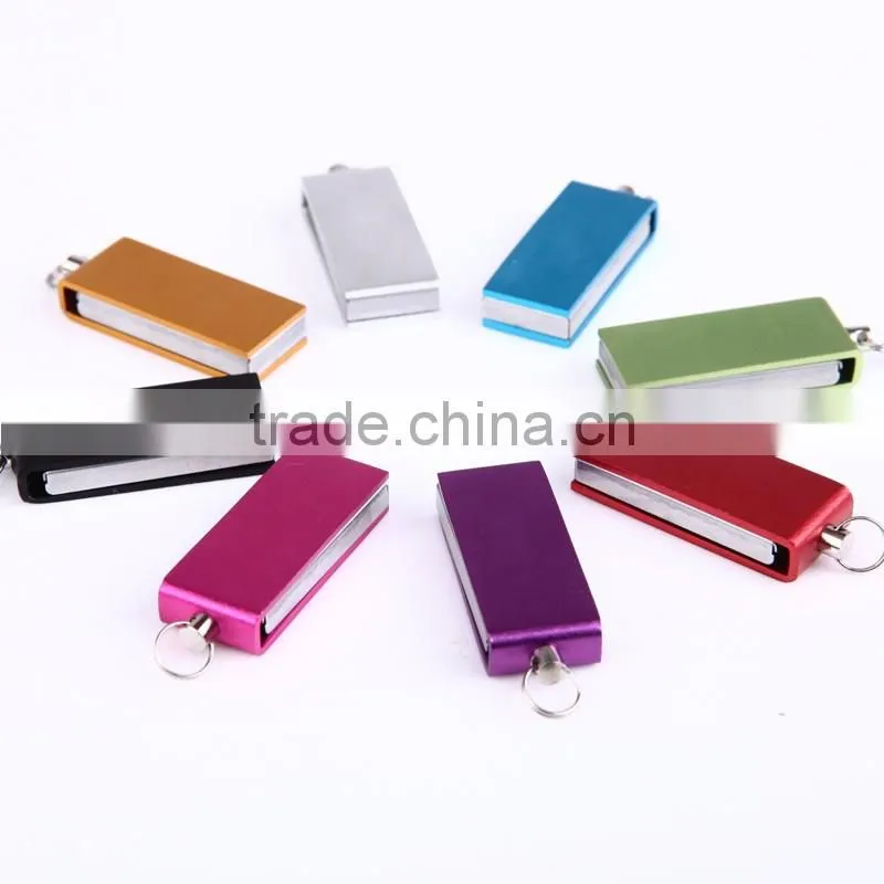 Sliver keychain cell phone Accessory Brown Leather 32GB USB Flash Drive