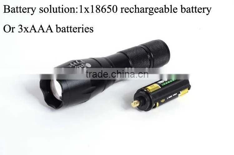 Aluminium alloy XML-T6 rechargeable zoom flashlight LED torch flashlight tactical flashlight