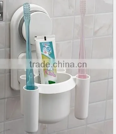 CY147 Bathroom Accessories Toothbrush Holder Cup Wall Mount Sucker Toothbrush Holder Organizer