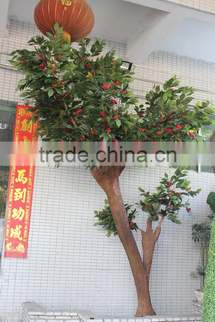 home &garden ornament artificial camellia tree with flowers decoration