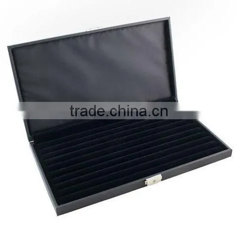 10 Compartments Black Necklace And Bracelet Jewelry Box With Lock