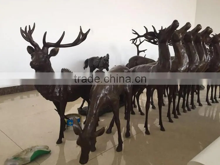 Hot sale Christmas home decor metal crafts bronze life size deer statues