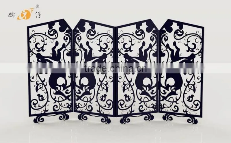 Simple stylish bedroom hollow folding personality metal screen