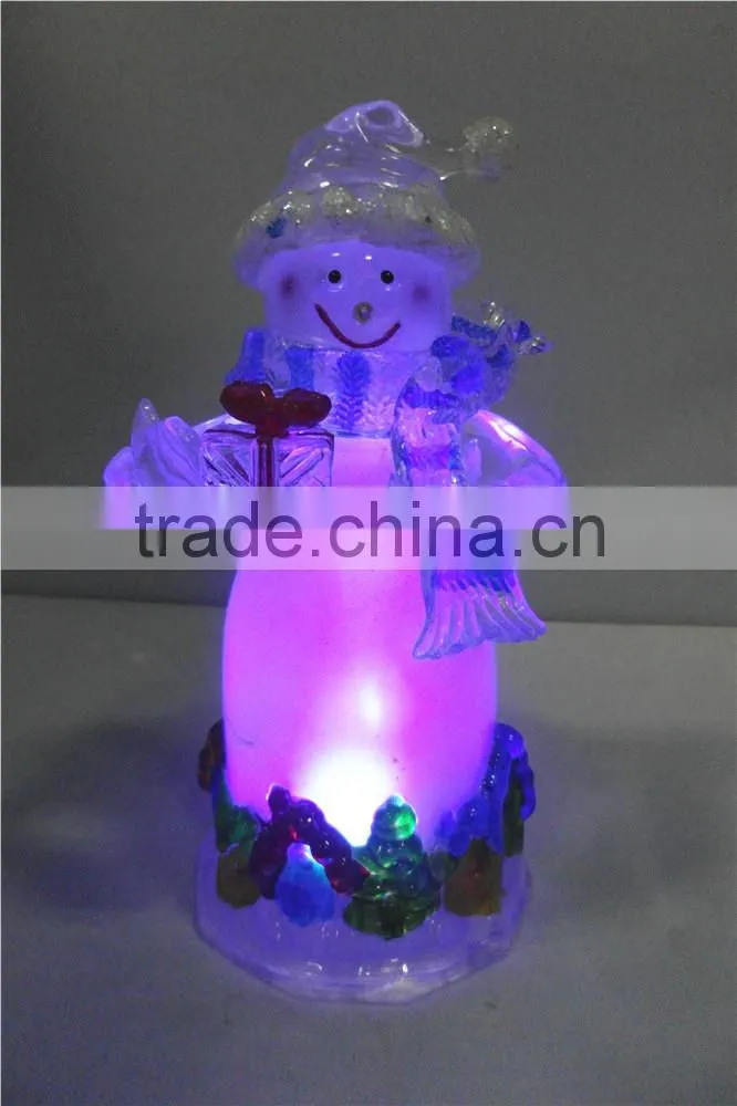 Flashing LED color changing small acrylic snowman