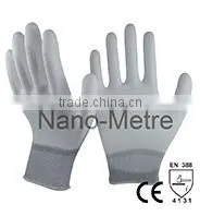 NMSAFETY 13 gauge black pu labor gloves black knitted pu palm coated gloves