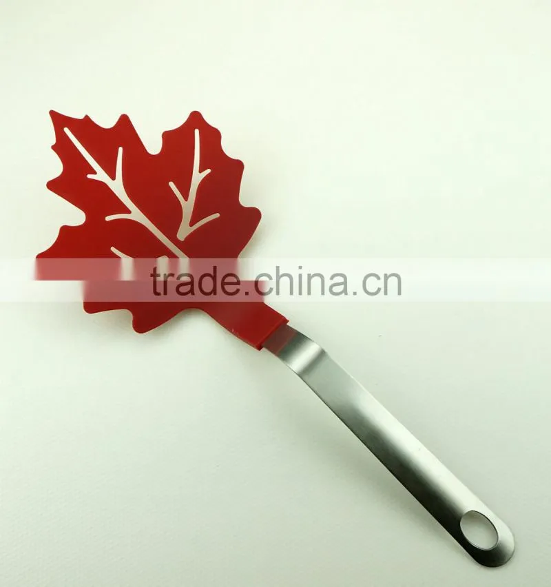 33062 Stainless steel handle maple leaf Kitchen nylon shovel spatula turner, cake, egg turner spatula shovel