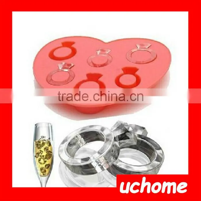 UCHOME Lovely Silicone Diamond Ring Ice Cube Tray/food-grade Chocolate Mold,Blue