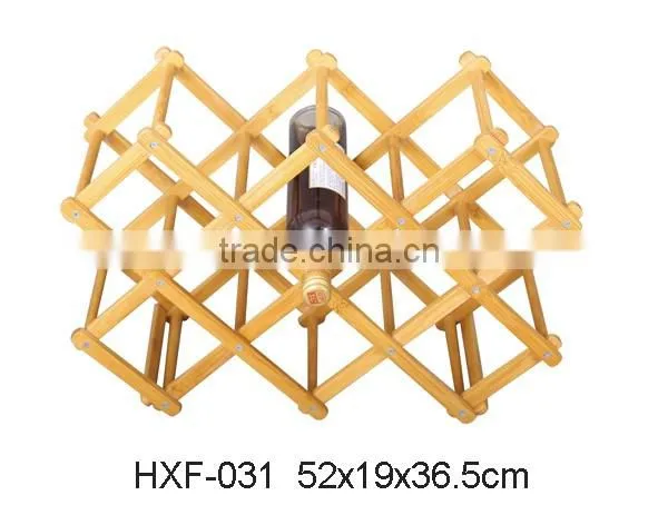 Foldable Bamboo Wine Rack - Can Hold Up To 10 Bottles