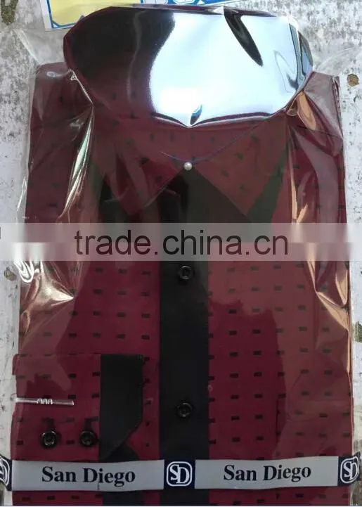 Men handsome red and dark T/C dress shirt 2015