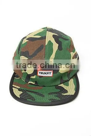 Military cheap custom camo 5 panel hat flat brim