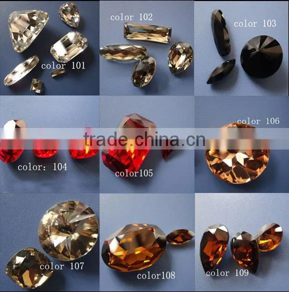 Crystal glass garment button rivoli bicone bead