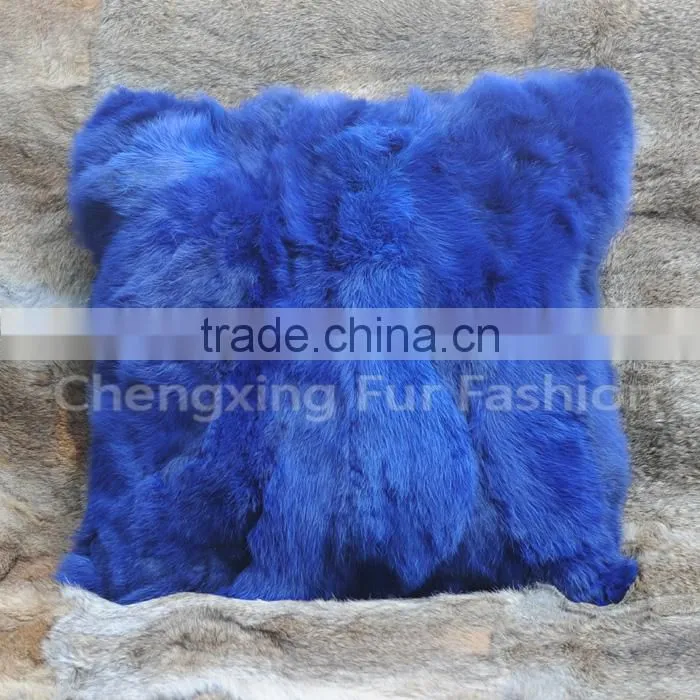CX-D-17 40x40cm Europe Fashion Patchwork Rabbit Fur Cushions Home Decor Pillow