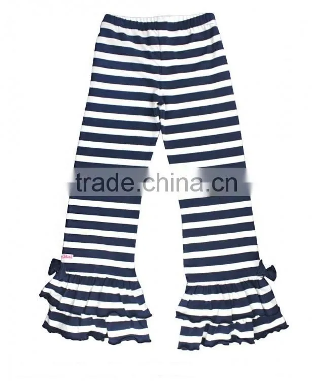 2017 new arrival Baby girls clothes western style kids clothing trousers ruffle wholesale stripe children baby harem pants