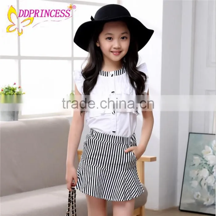 2017 Hot Sale Boutique Sets Girls Summer Fashion Matching Clothing Set Outfit 2 Pieces With stripe Wholesale