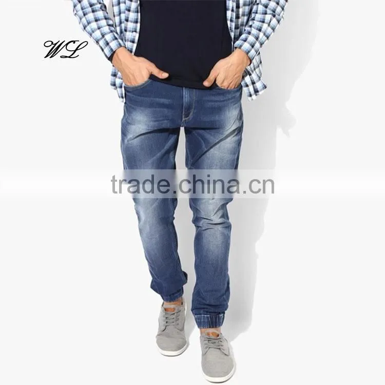 Men ripped jeans 2017 denim fabric custom men's jeans pants