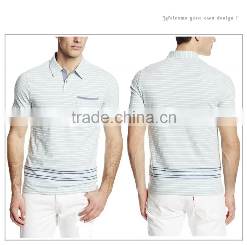 latest designs White Orange Black Striped Collar Tee Polo T-shirt for men