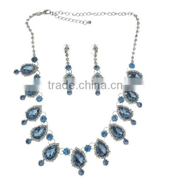 Zircon Jewelry Earrings n Necklace Set,Bridal Diamond Jewelry Set with Necklace and Earrings DB01823
