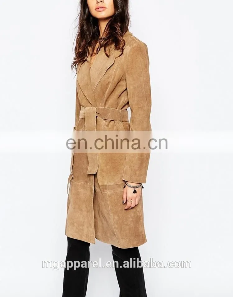 New arrival winter suede coat 100% Leather suede fabric ladies long winter coats for women