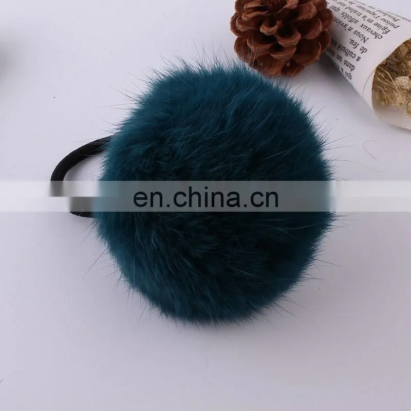 Factory supply hand made girl women fashion rabbit fur pompon hairband