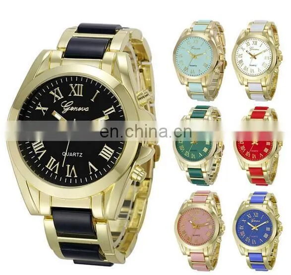 Fashion Men Women Geneva Roman Watch Lady Leather Band Analog Quartz Wrist Watches