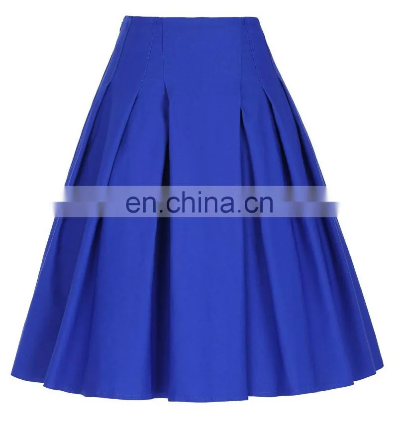 Grace Karin Women's High Stretchy Vintage Retro Blue A-Line Short Skirt CL010451-3