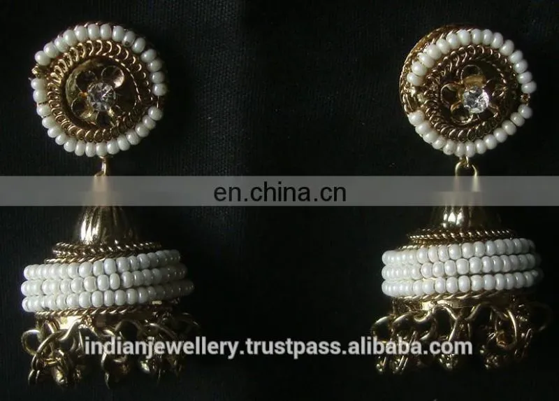 Indian Jewelry Jhumka Earrings, Big jhumka, Gold silver plated earrings Manufacturer
