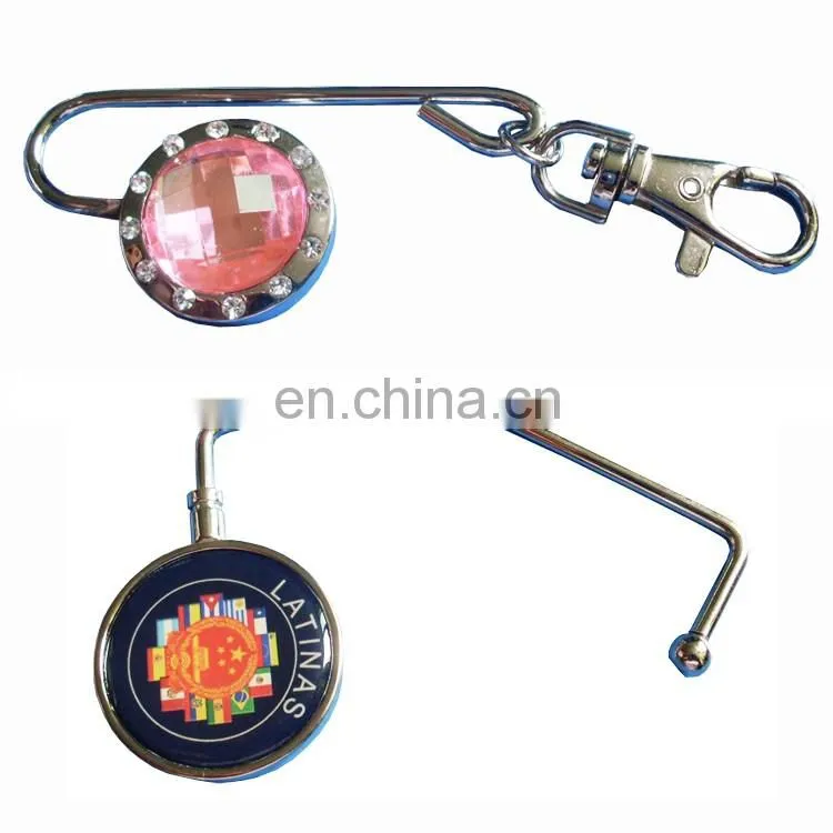 Women portable metal elegant purse hanger / bag honger with logo