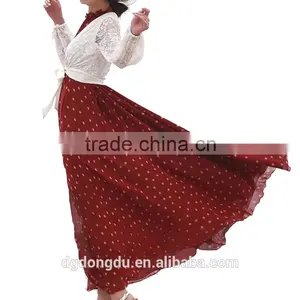 Retail Fashion Women's Polka Dots Maxi Long Casual Summer Beach Party Chiffon Dress,Big Size Women Sundress Free Shipping thumbnail-5