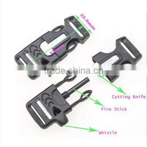 2016 Side Release Whistle Buckle w/ Flint Fire Starter&Striker For Paracord Bracelet thumbnail-5