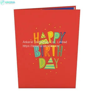 Happy Birthday Balloons 3D Pop-up Card Best Color Printing Birthday Blessing Cards for Kids thumbnail-4