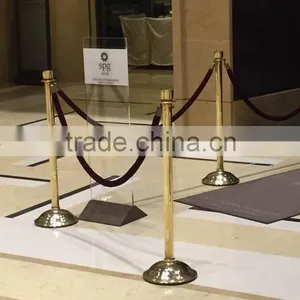 Stainless Steel Flat Base Mobile Steel Barrier With Velvet Or Twist Rope For Crowd Control thumbnail-5