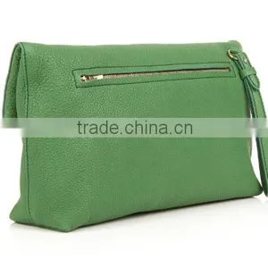 Fashion Grained Leather Clutch Bag Simple Folded Dinner Ladies Hand Bags With Wristlet Strap 2016 Popular Apple Green thumbnail-3