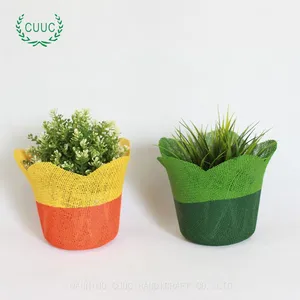 Burlap Fabric Plant Pot for Planter Jute Flower Pot Cover thumbnail-2