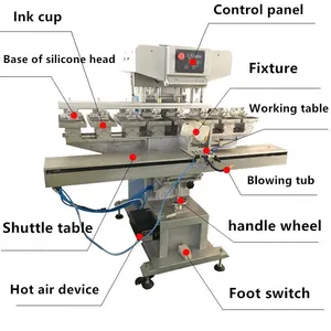 High Accuracy 8 Station Semi-Automatic New Type Tampography Pad Printer 8 Color Auto Rotation Fixture Special for Irons Printing thumbnail-5