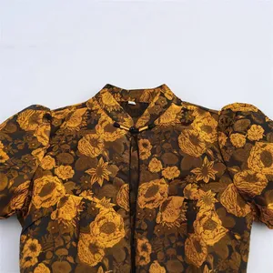 Dress Women's Printed Slim Fit and Casual Design, Niche Bubble Sleeves thumbnail-2