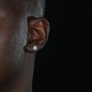 Shining Star Jewelry Micro Pave Zircon Hip Hop Men Iced Out Flower Stud Earrings thumbnail-4