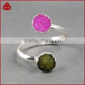 Druzy Wrapped Stone Ring in Sterling Silver Gems Ring Silver Rings With Cheap Price thumbnail-4