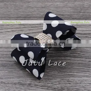 Newest Glitter Crystal Elastic Hair Headbands- Polka Dot Hair Bow Headband-satin Rhinestone Bow Hair Band thumbnail-5
