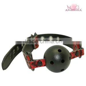 Wholesale Ball Gag Adjustable Leather Mouth Balls ,woman Knitted Strip Gag by Polyste thumbnail-3