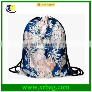 Women Mochila Man Gym Bags Travel Backpack Blue Mucha Printing Drawstring Polyester Bag thumbnail-1