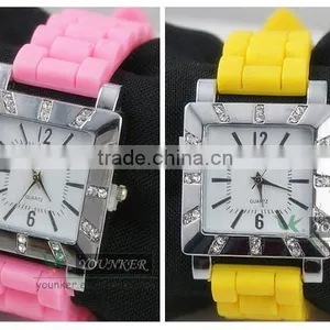 Silicone Rhinestone Sport Watch , Unisex Silicone Stainless Steel Watch(Japan Movt Wateproof) thumbnail-1