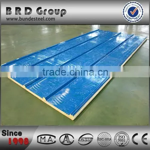 Corrugated High Quality Exterior Polyurethane Sandwich Roof Panel thumbnail-1