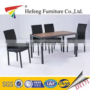 Top Board Strong Structure Metal Frame Modern Melamine Dining Table thumbnail-1