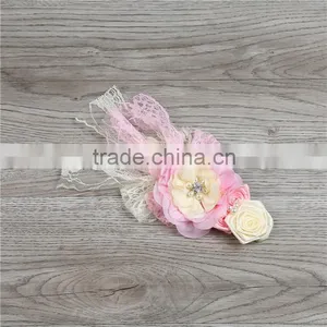 Baby Flower Pink and Yellow Headhands Manufacturer for Baby Girls Boutique Wholease Cute Fancy Hairbands thumbnail-1