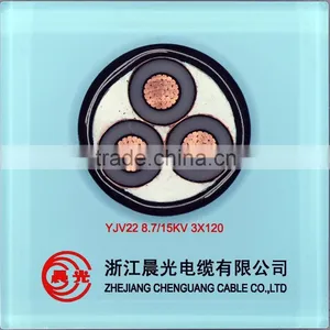 8.7/15kv Copper Core XLPE Insulated Steel Tape Armoring PVC Sheathed Power Cable 3*120mm2 thumbnail-1