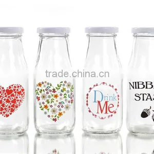 300ml Printed Logo Glass Milk Bottle thumbnail-1